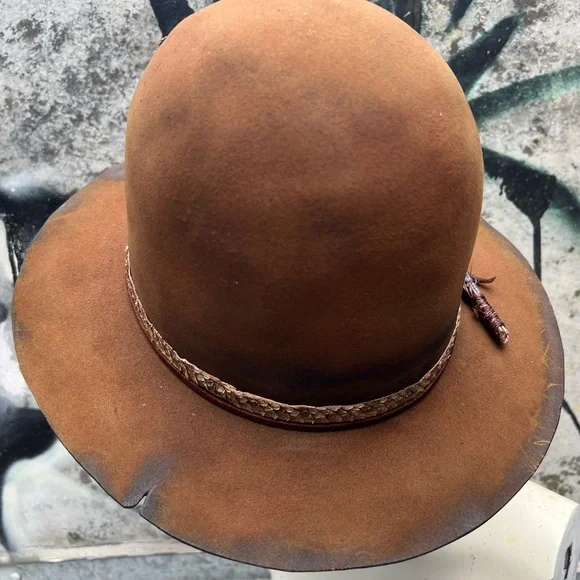 Custom Vintage Open Crown Hat Diamonds & Rust Vintage Open Crown Cowboy Hat - Etsy main image 4